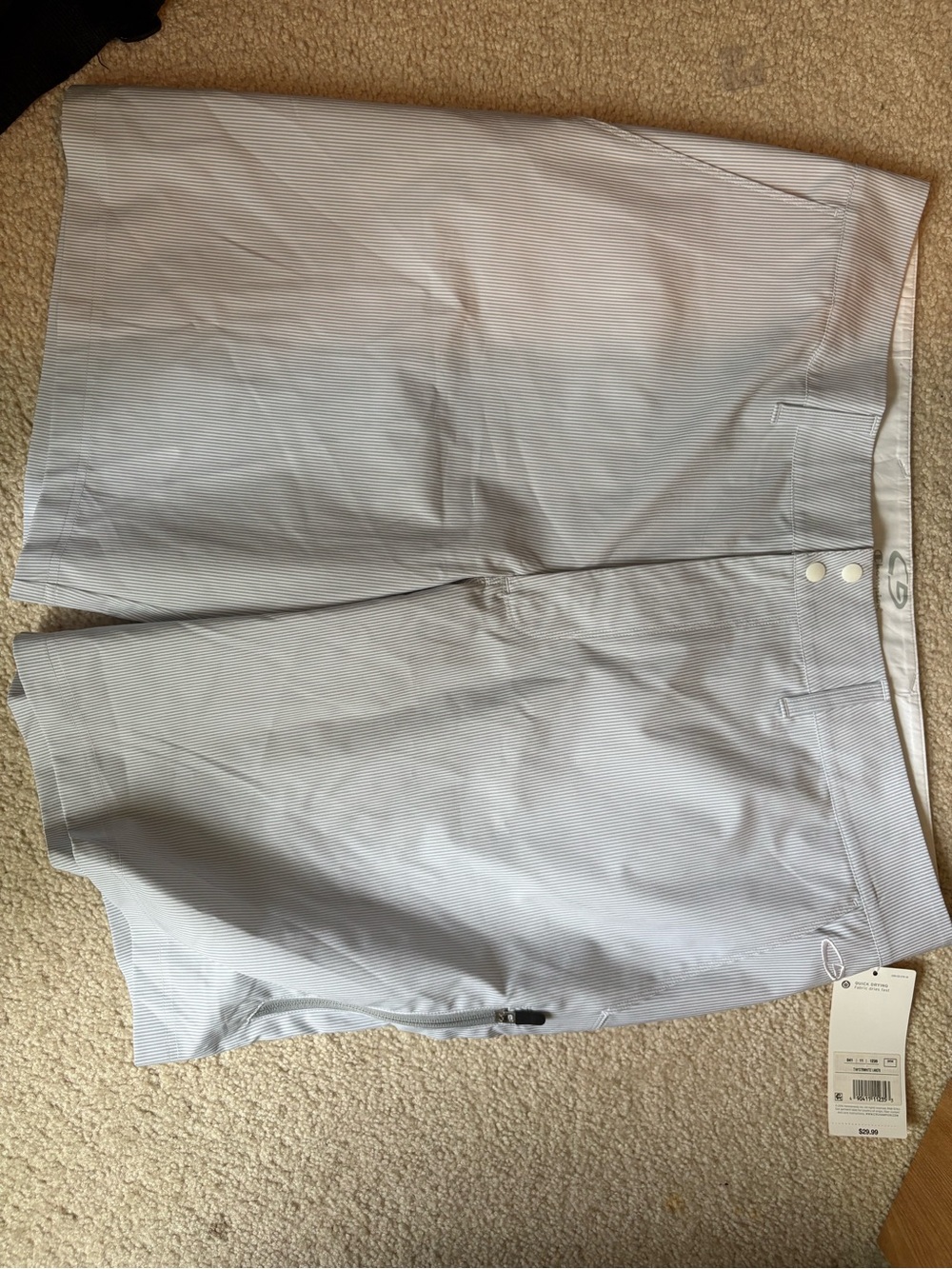 NEW Hanes Men’s Light Blue Stripes Flat-Front Performance Shorts
